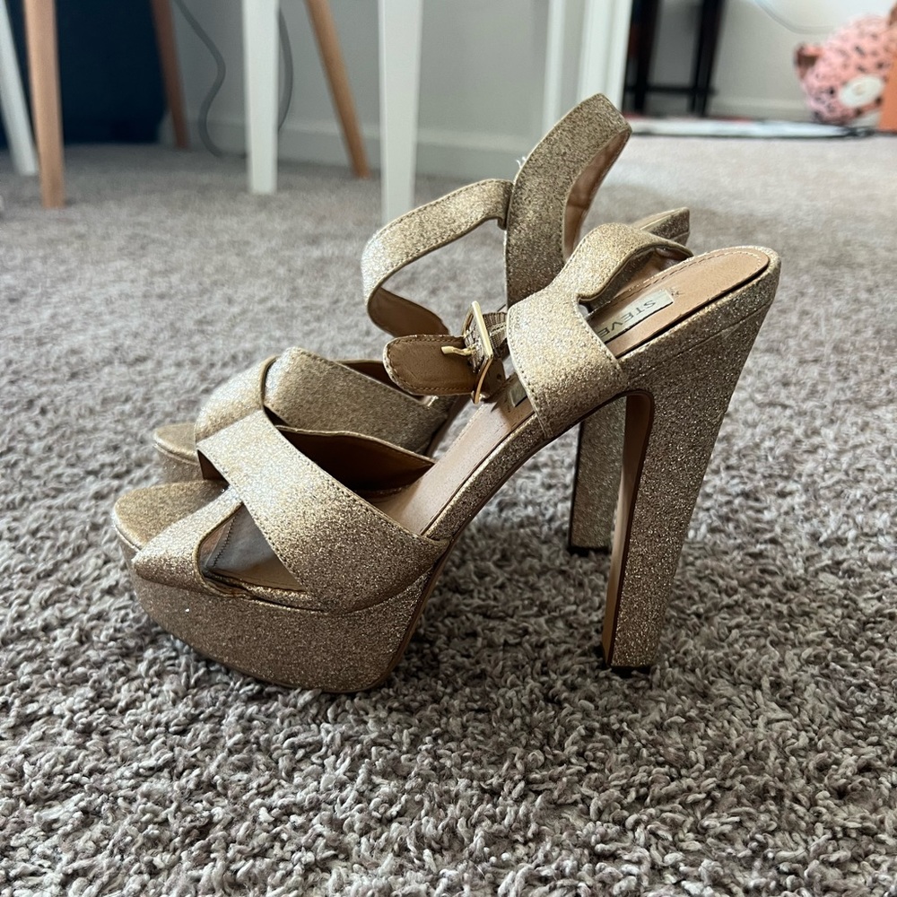 Steve Madden Gold Platform Heels